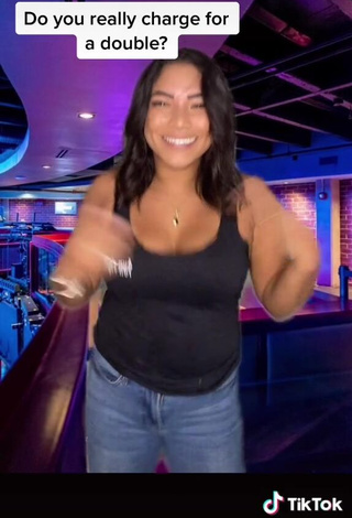 Irresistible Ashley Hupp Shows Cleavage in Black Top and Bouncing Boobs