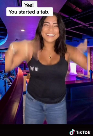 3. Irresistible Ashley Hupp Shows Cleavage in Black Top and Bouncing Boobs