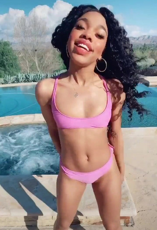 3. Adorable Teala Dunn in Seductive Pink Bikini at the Swimming Pool