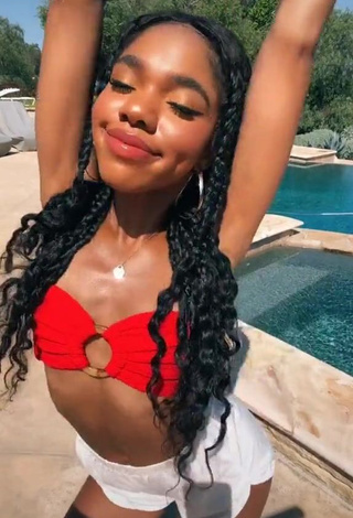 1. Erotic Teala Dunn in Red Bikini Top at the Swimming Pool