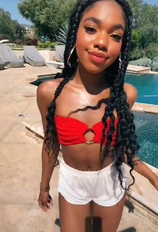 2. Erotic Teala Dunn in Red Bikini Top at the Swimming Pool