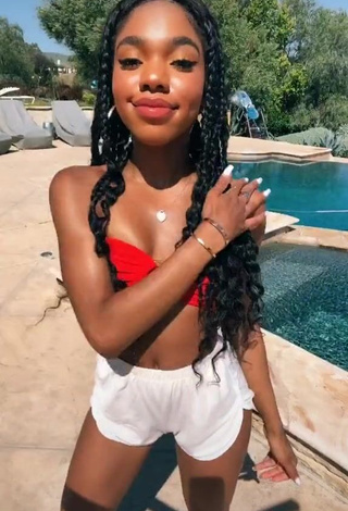 3. Erotic Teala Dunn in Red Bikini Top at the Swimming Pool