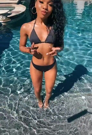 2. Fine Teala Dunn in Sweet Black Bikini at the Swimming Pool