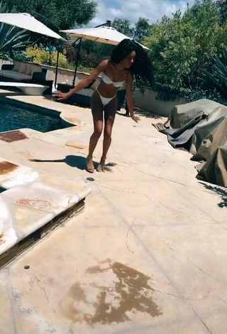 Sweet Teala Dunn in Cute White Bikini at the Pool