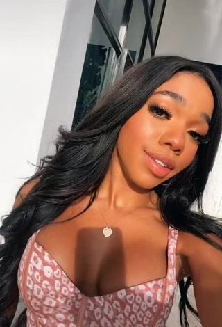 Beautiful Teala Dunn Shows Cleavage in Sexy Leopard Crop Top