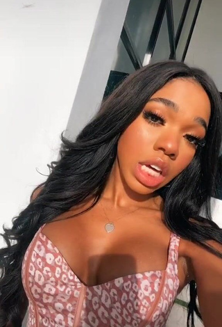 3. Beautiful Teala Dunn Shows Cleavage in Sexy Leopard Crop Top