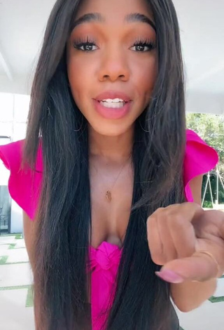 3. Hot Teala Dunn Shows Cleavage in Firefly Rose Crop Top