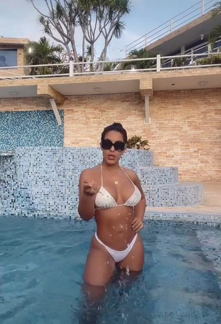 1. Captivating Yeimmy Shows Cleavage in White Bikini at the Pool