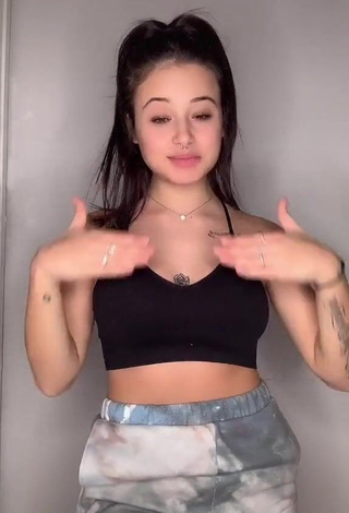 Cute Zoe Massenti in Black Crop Top and Bouncing Boobs