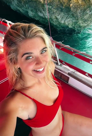 Sweetie Alessia Lanza in Red Bikini on a Boat