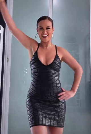 1. Captivating Angie Arizaga Shows Cleavage in Black Dress and Bouncing Tits