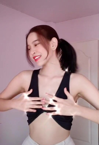 Erotic Butree Kaljaruek in Black Crop Top