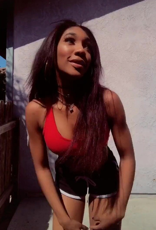 1. Erotic Bria Alana Shows Cleavage in Red Sport Bra and Bouncing Boobs