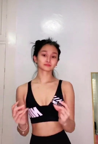 Erotic Chienna Filomeno Shows Cleavage in Sport Bra and Bouncing Tits