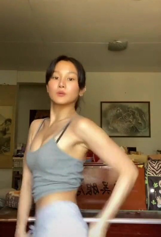 Irresistible Chienna Filomeno in Grey Crop Top and Bouncing Tits