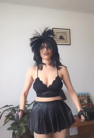 1. Attractive XENA Shows Cleavage in Black Crop Top and Bouncing Boobs