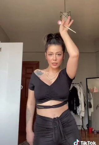 Hot Duygu Aycan in Black Crop Top