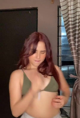 Irresistible Fernanda Duran in Olive Bikini Top