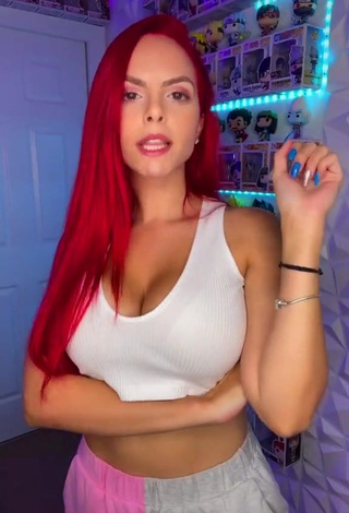 1. Erotic Jenny Devil Shows Cleavage in White Crop Top and Bouncing Boobs