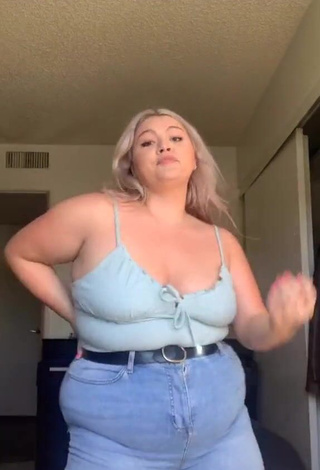 1. Sweet Lexie Lemon Shows Cleavage in Cute Blue Top and Bouncing Tits