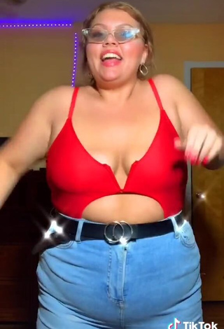 3. Hot Lexie Lemon Shows Cleavage in Red Top and Bouncing Breasts