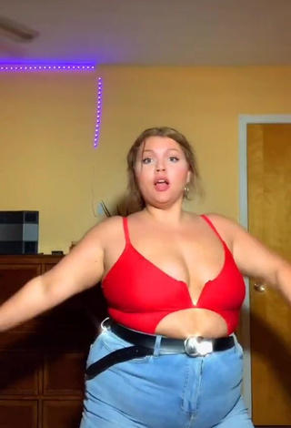 2. Erotic Lexie Lemon Shows Cleavage in Red Top and Bouncing Tits