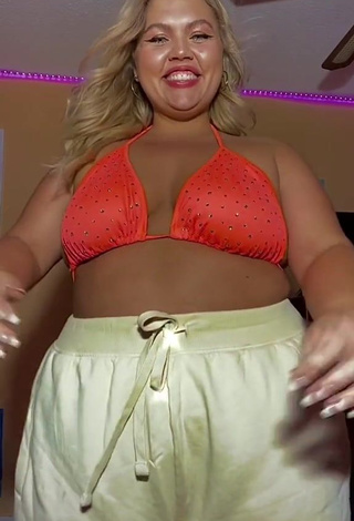 1. Hot Lexie Lemon in Orange Bikini Top and Bouncing Boobs