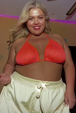 Erotic Lexie Lemon in Electric Orange Bikini Top and Bouncing Breasts