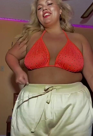 3. Erotic Lexie Lemon in Electric Orange Bikini Top and Bouncing Breasts