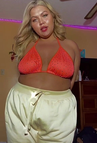 1. Wonderful Lexie Lemon Shows Cleavage in Orange Bikini Top