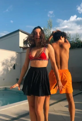 Irresistible Ludovica Olgiati Shows Cleavage in Red Bikini Top