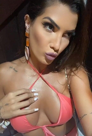 1. Erotic Marina Ferrari Shows Cleavage in Peach Dress