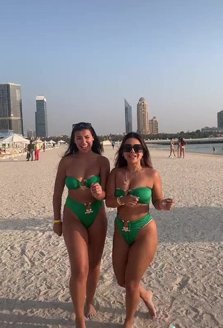 3. Captivating Nourhène in Green Bikini at the Beach