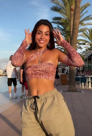 Captivating Victoria Caro Shows Cleavage in Leopard Crop Top at the Seafront