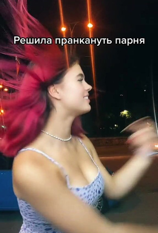 1. Erotic Anastasia Zakhandrevich Shows Cleavage in Sundress in a Street