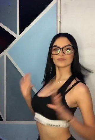 3. Erotic Abigail Glezz Shows Cleavage in Black Sport Bra and Bouncing Boobs