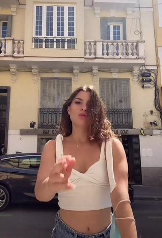 3. Irresistible Agustina Palma in White Crop Top in a Street