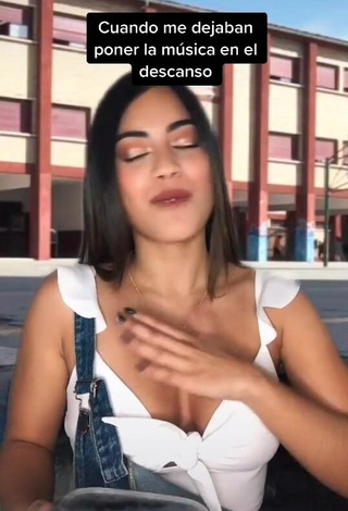 Cute Aleja Villeta Shows Cleavage in White Crop Top