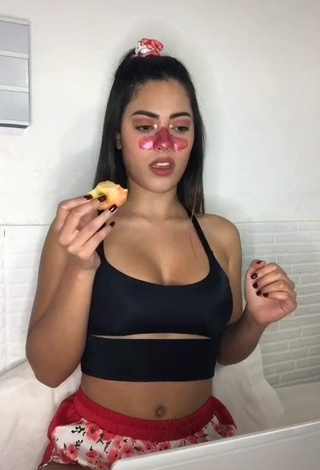 Sexy Aleja Villeta Shows Cleavage in Black Crop Top