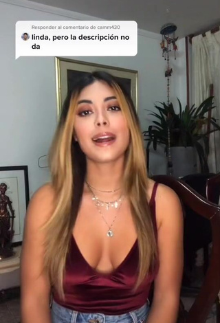 1. Irresistible Aleja Villeta Shows Cleavage in Red Top