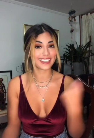 Irresistible Aleja Villeta Shows Cleavage in Red Top