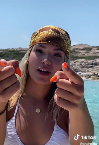 3. Sweetie Andrea Mengual in White Bikini on a Boat