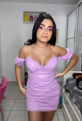 Cute Bela Almada Shows Cleavage in Purple Dress and Bouncing Tits