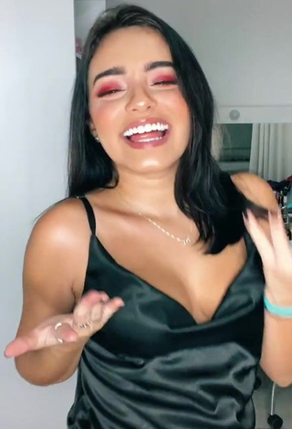 3. Hot Bela Almada Shows Cleavage in Black Dress and Bouncing Boobs