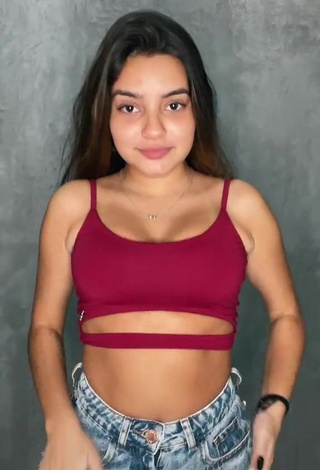 1. Hot Bela Almada in Red Crop Top and Bouncing Breasts