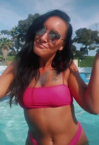 Erotic Brittany Jade Szabo in Pink Bikini at the Pool