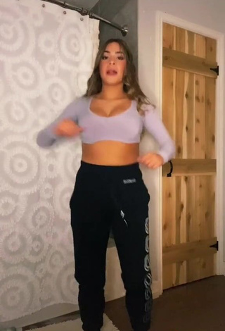 Erotic Camryn Cordova Shows Cleavage in Grey Crop Top and Bouncing Breasts