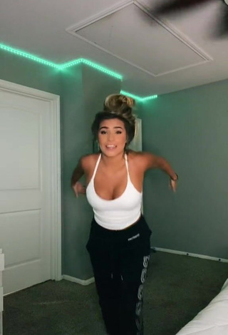 2. Captivating Camryn Cordova Shows Cleavage in White Crop Top and Bouncing Boobs