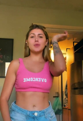 Irresistible Ca Garcia Shows Cleavage in Pink Crop Top