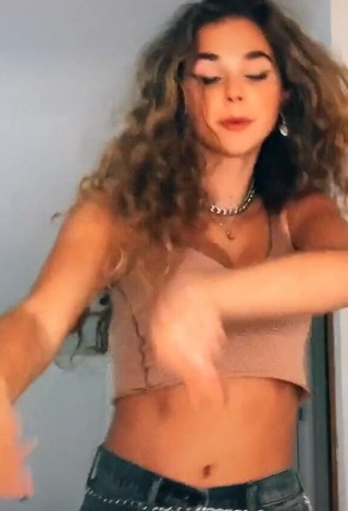 1. Amazing Chrissy Corsaro in Hot Beige Crop Top and Bouncing Boobs